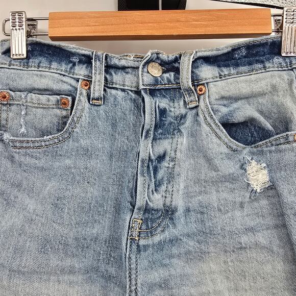 DAZE Women's Distressed Frayed Hem Button Fly High Rise Denim Jean Shorts Sz 25 - Picture 5 of 13